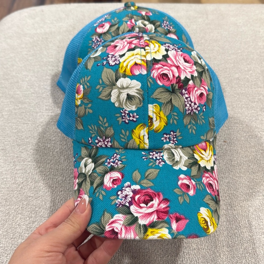 Blue Floral Hat